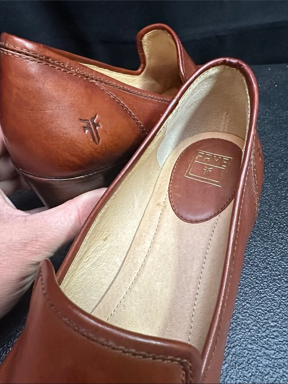 Frye Woman’s Brown Leather Slip-On Loafers 10